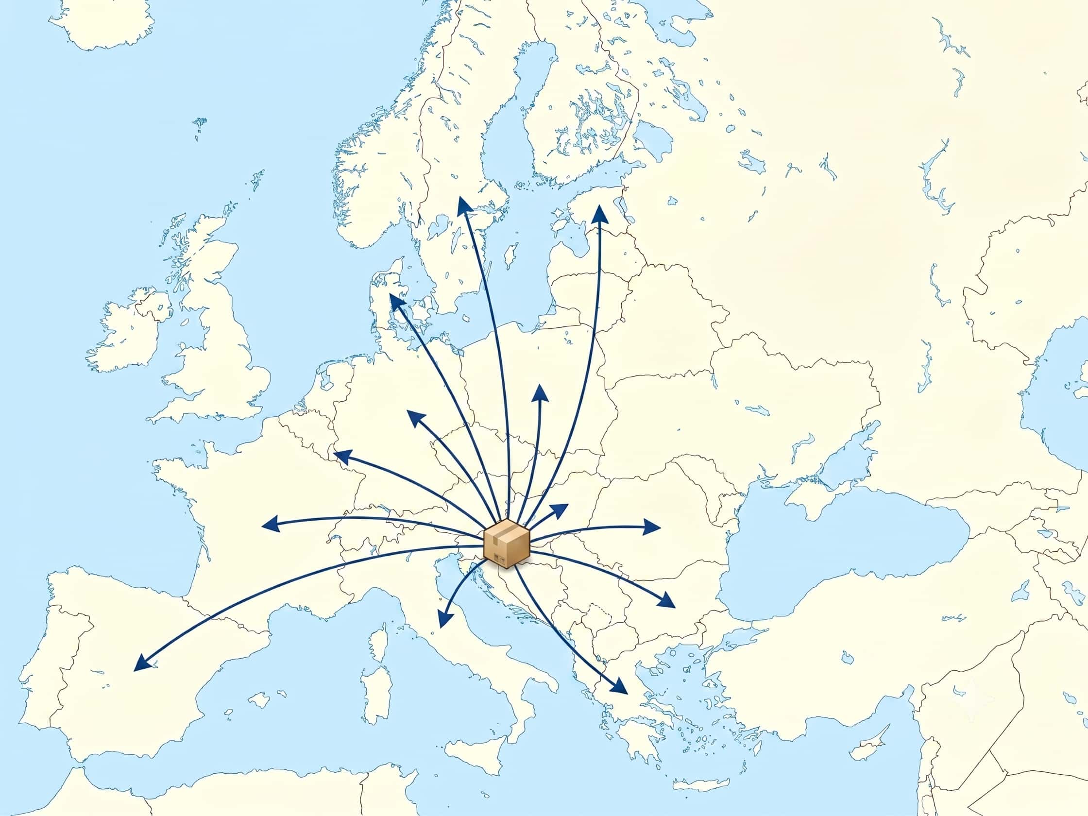 Packaged 3D printed parts ready for fast courier delivery across the European Union